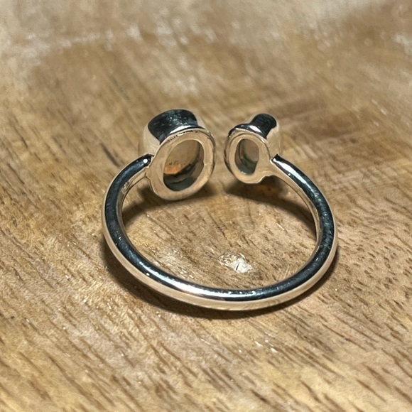 NWOT Two Stone Ethiopian Opal 925 Sterling Silver Adjustable Ring - Picture 11 of 13